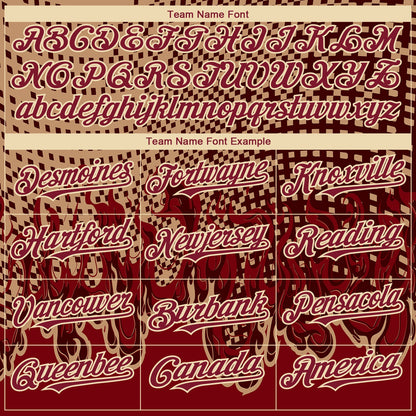 Custom Old Gold Crimson-City Cream 3D Pattern Design Flame Authentic Baseball Jersey - Sky-Custom