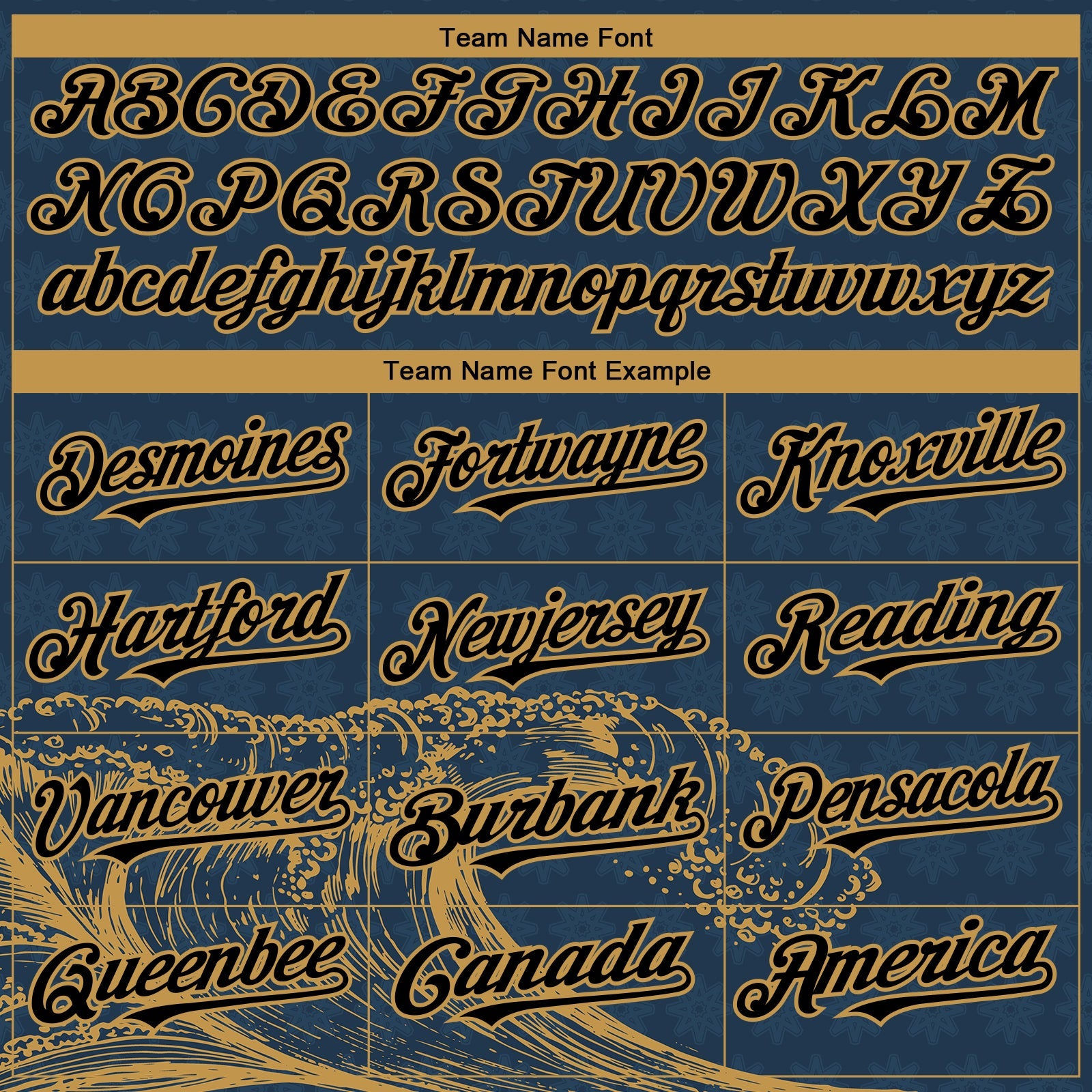 Custom US Navy Blue Black-Old Gold 3D Pattern Design Wave Authentic Baseball Jersey - Sky-Custom