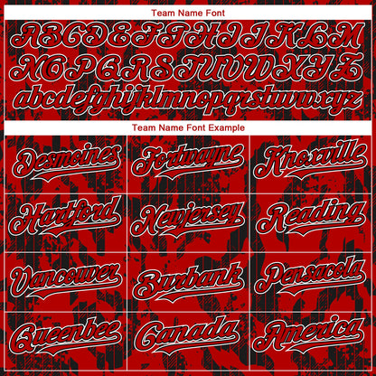 Custom Red Black-White 3D Pattern Design Abstract Fluid Authentic Baseball Jersey - Sky-Custom