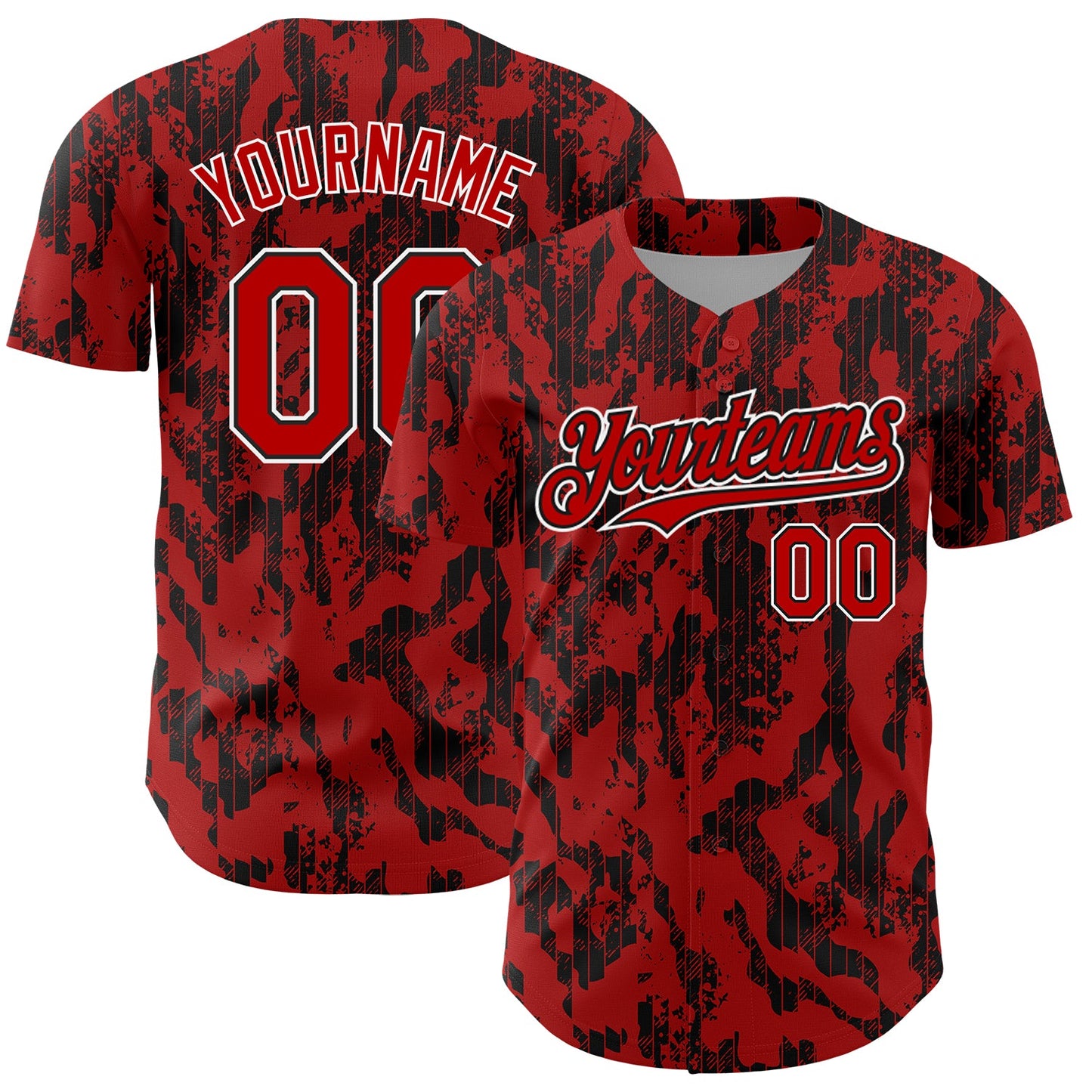 Custom Red Black-White 3D Pattern Design Abstract Fluid Authentic Baseball Jersey - Sky-Custom