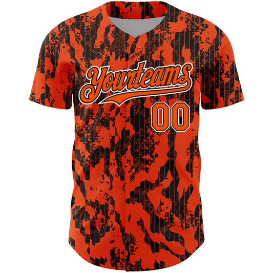 Custom Orange Black-White 3D Pattern Design Abstract Fluid Authentic Baseball Jersey - Sky-Custom