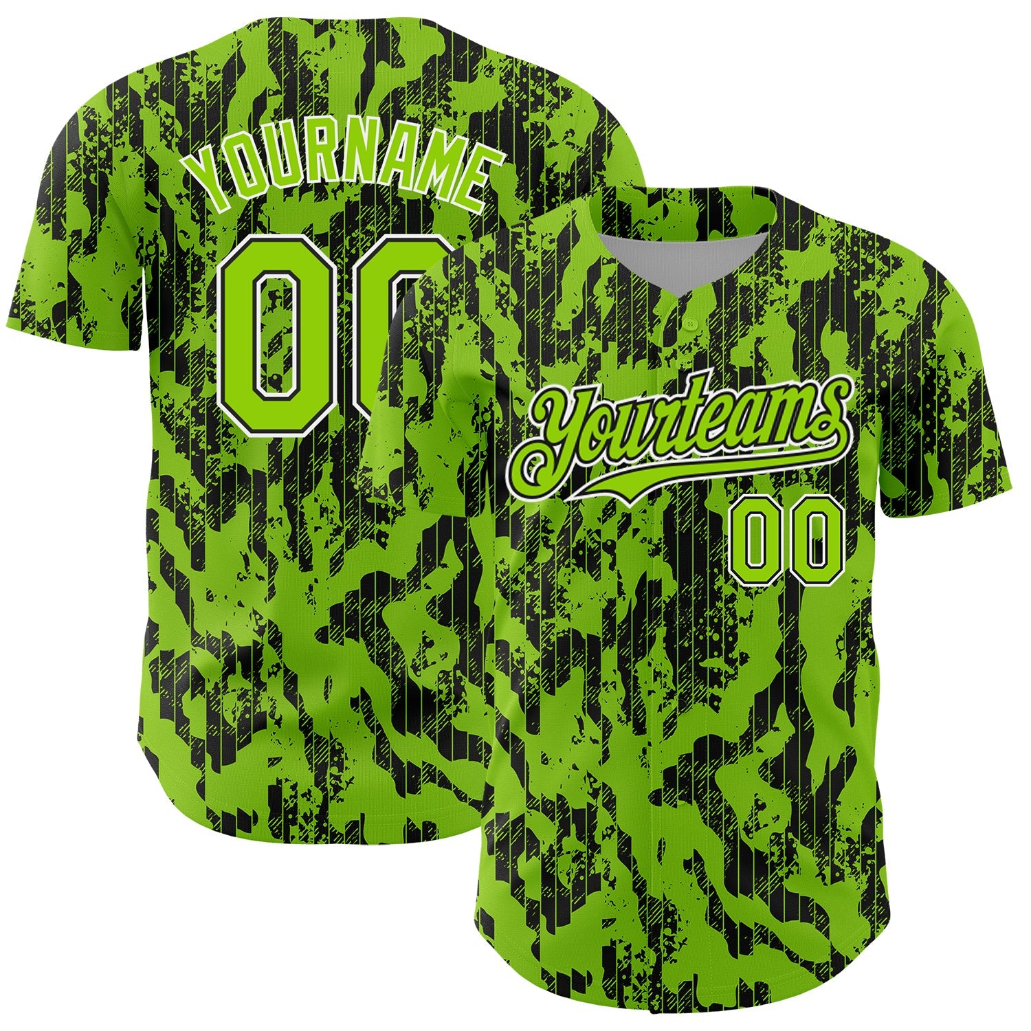 Custom Neon Green Black-White 3D Pattern Design Abstract Fluid Authentic Baseball Jersey - Sky-Custom