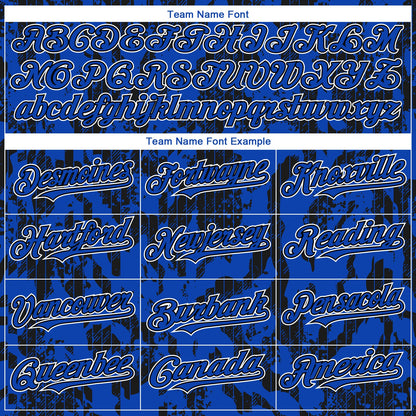Custom Thunder Blue Black-White 3D Pattern Design Abstract Fluid Authentic Baseball Jersey - Sky-Custom