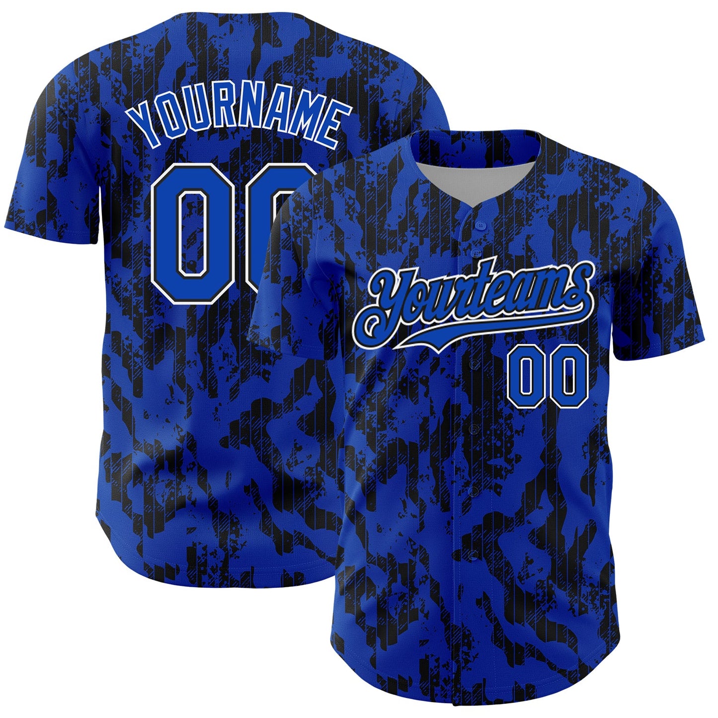 Custom Thunder Blue Black-White 3D Pattern Design Abstract Fluid Authentic Baseball Jersey - Sky-Custom