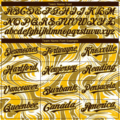 Custom Yellow Brown-Old Gold 3D Pattern Design Abstract Fluid Authentic Baseball Jersey - Sky-Custom