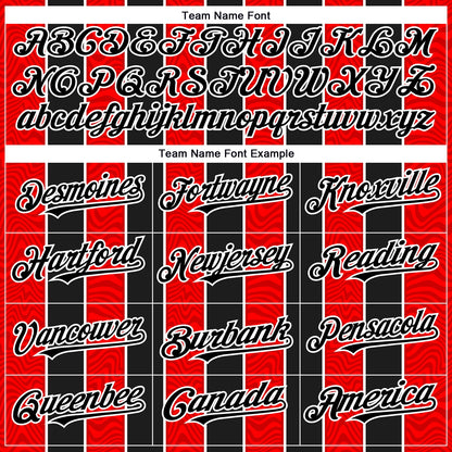 Custom Red Black-White 3D Pattern Design Stripe Authentic Baseball Jersey - Sky-Custom