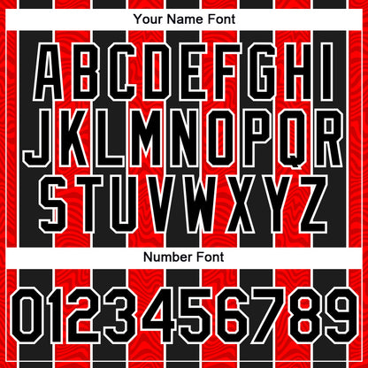 Custom Red Black-White 3D Pattern Design Stripe Authentic Baseball Jersey - Sky-Custom