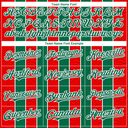 Custom Red Kelly Green-White 3D Pattern Design Stripe Authentic Baseball Jersey - Sky-Custom
