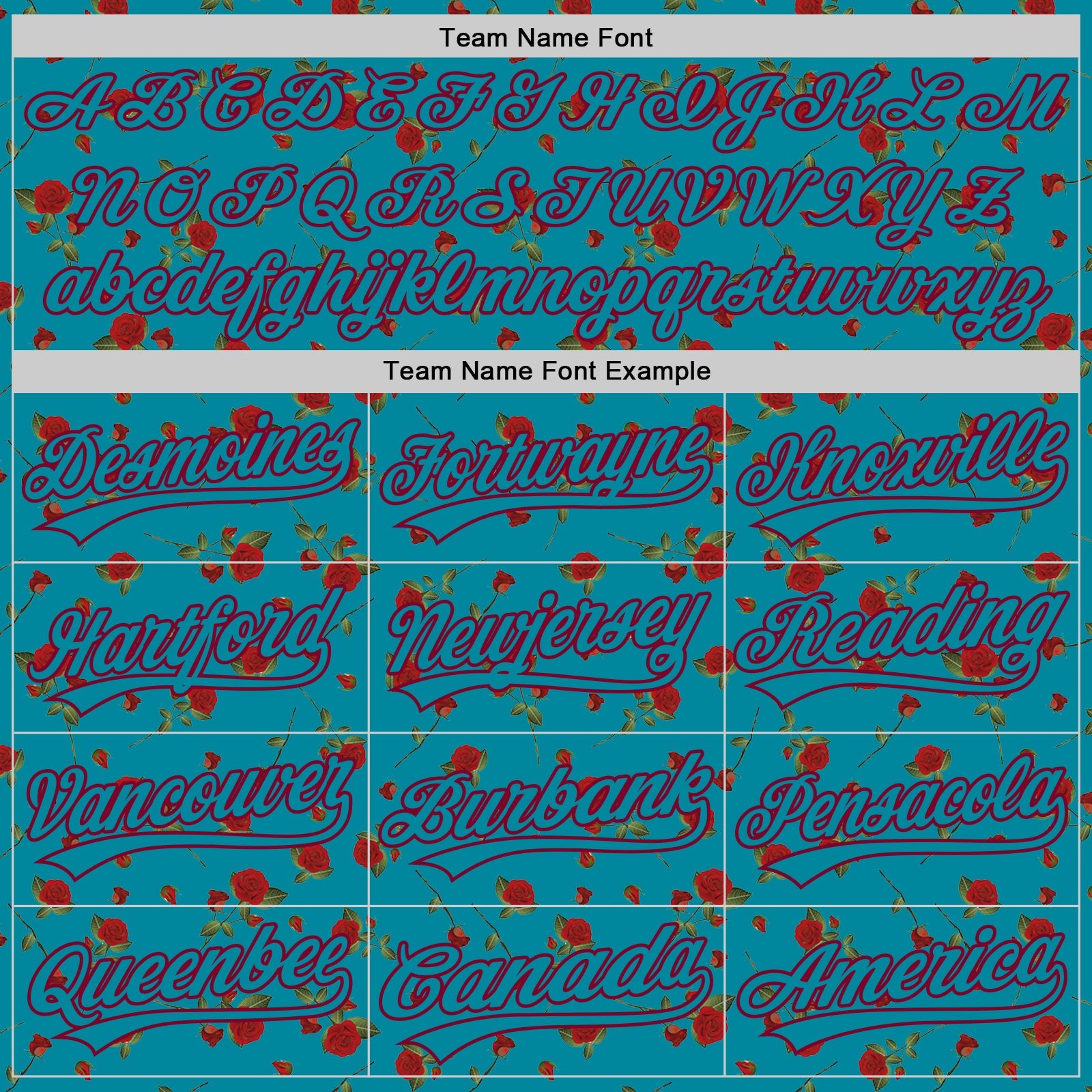 Custom Teal Maroon 3D Pattern Design Gothic Style Rose Authentic Baseball Jersey - Sky-Custom