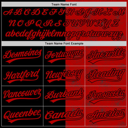 Custom Red Black 3D Pattern Design Gothic Style Rose Authentic Baseball Jersey - Sky-Custom
