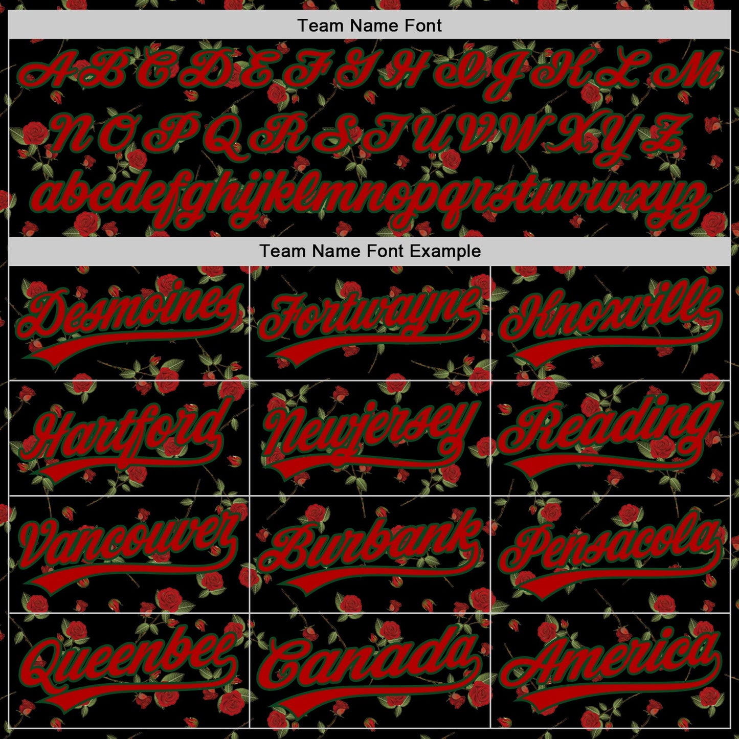 Custom Black Red-Green 3D Pattern Design Gothic Style Rose Authentic Baseball Jersey - Sky-Custom