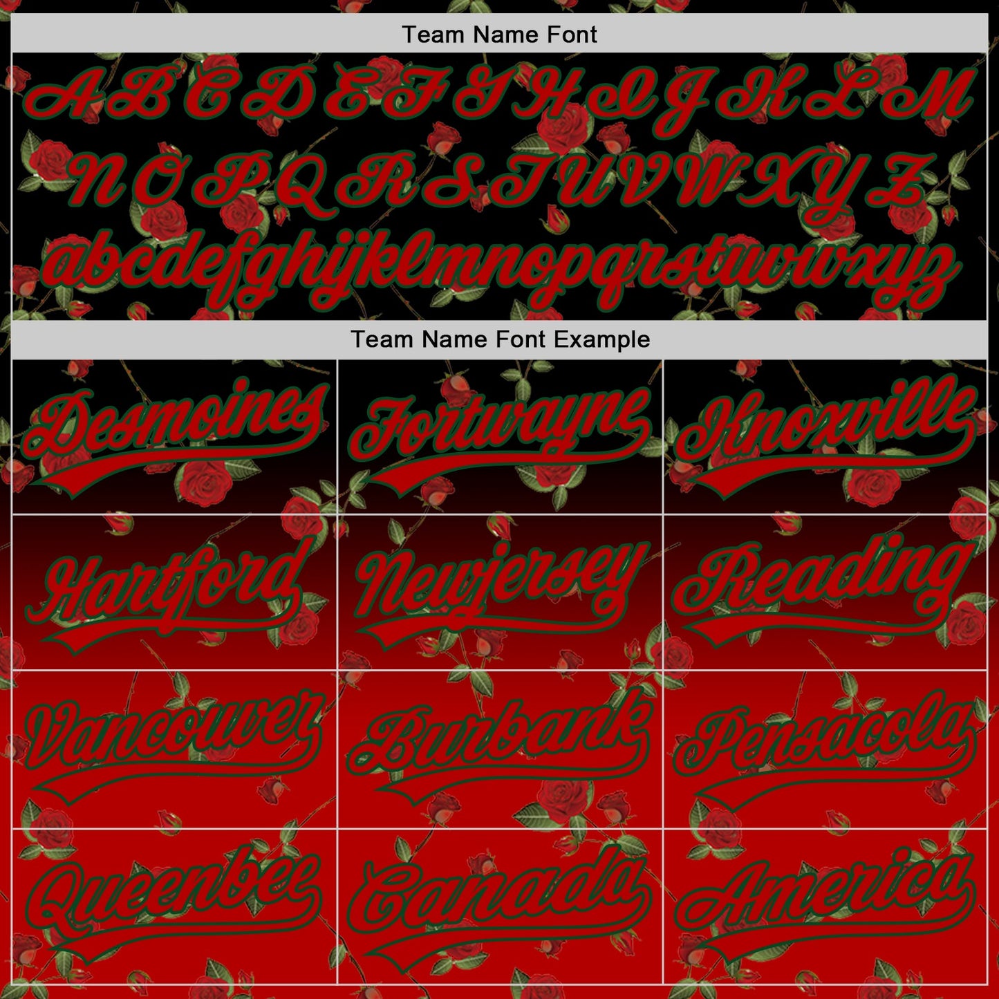 Custom Black Red-Green 3D Pattern Design Gothic Style Rose Authentic Baseball Jersey - Sky-Custom