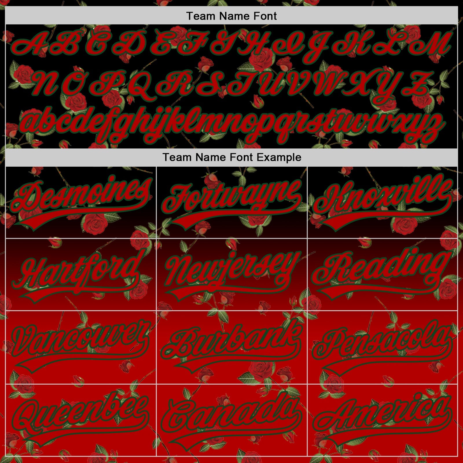 Custom Black Red-Green 3D Pattern Design Gothic Style Rose Authentic Baseball Jersey - Sky-Custom