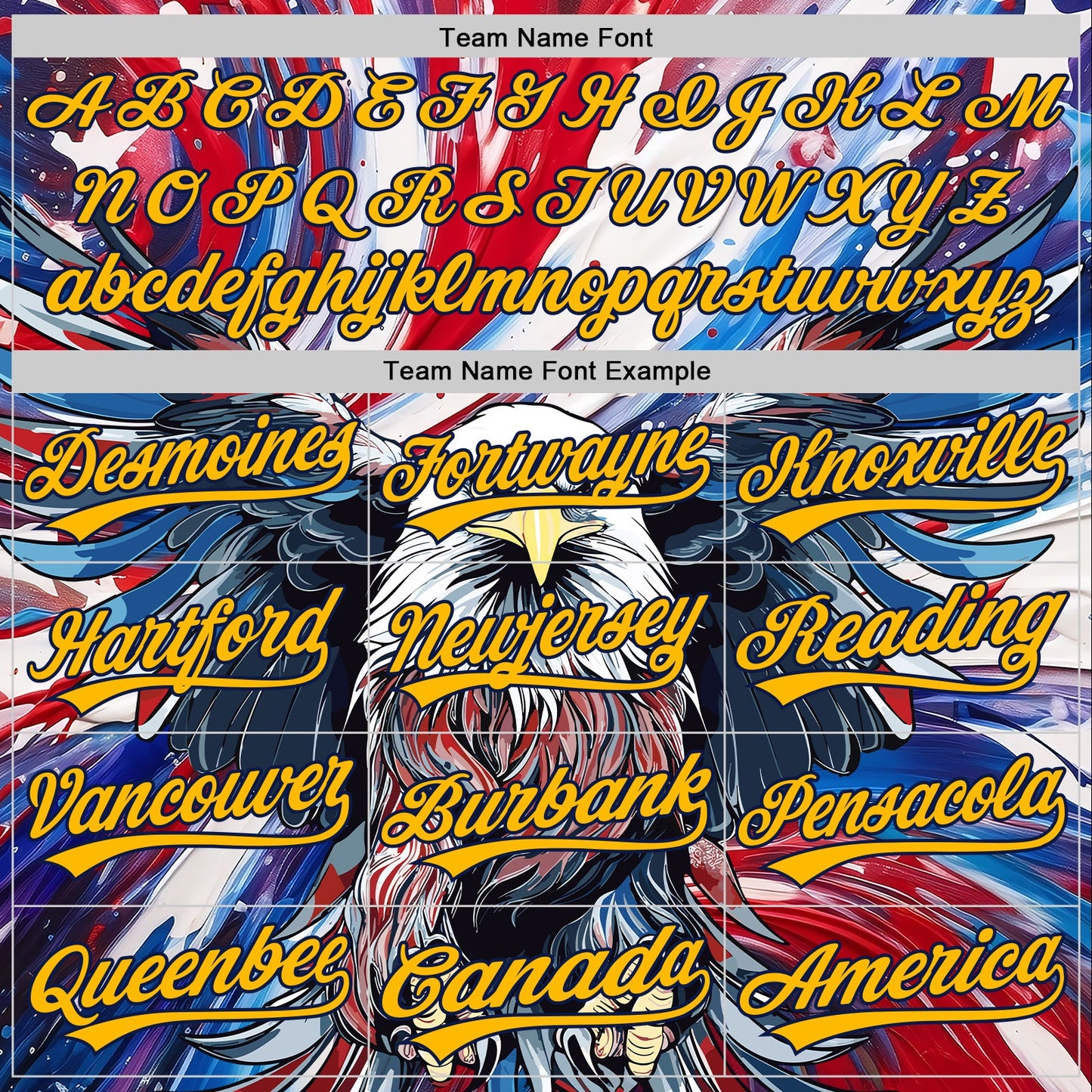 Custom Red Gold-Navy 3D American Flag Eagle And Star Authentic Baseball Jersey - Sky-Custom