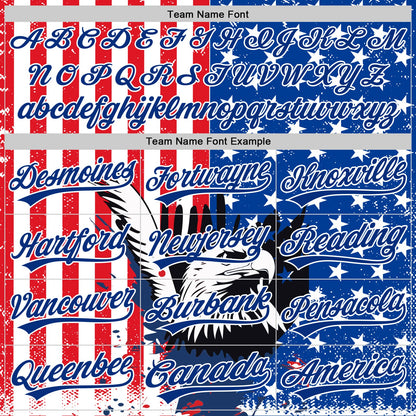 Custom White Red-Royal 3D American Flag Eagle And Star Authentic Baseball Jersey - Sky-Custom