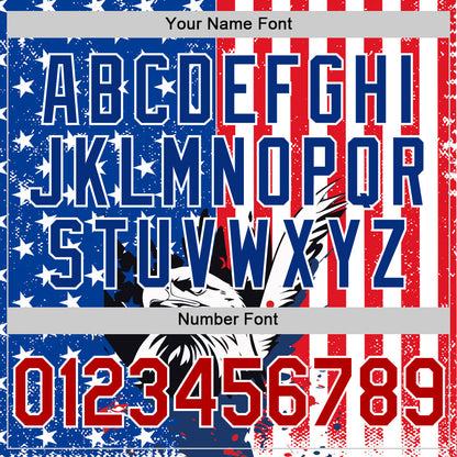 Custom White Red-Royal 3D American Flag Eagle And Star Authentic Baseball Jersey - Sky-Custom