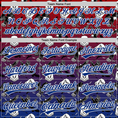 Custom Red Royal-White 3D Pattern Design American Eagle Authentic Baseball Jersey - Sky-Custom