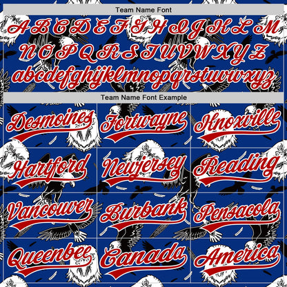 Custom Royal Red-White 3D Pattern Design American Eagle Authentic Baseball Jersey - Sky-Custom
