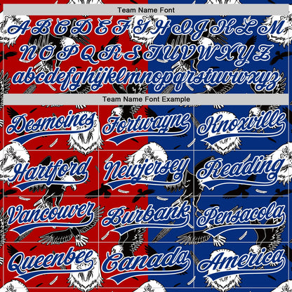 Custom Royal Red-White 3D Pattern Design American Eagle Authentic Baseball Jersey - Sky-Custom