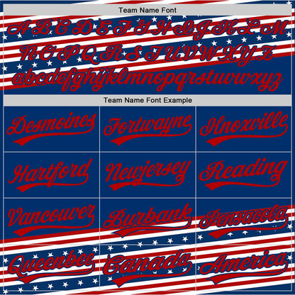 Custom US Navy Blue Red 3D American Flag And Star Authentic Baseball Jersey - Sky-Custom