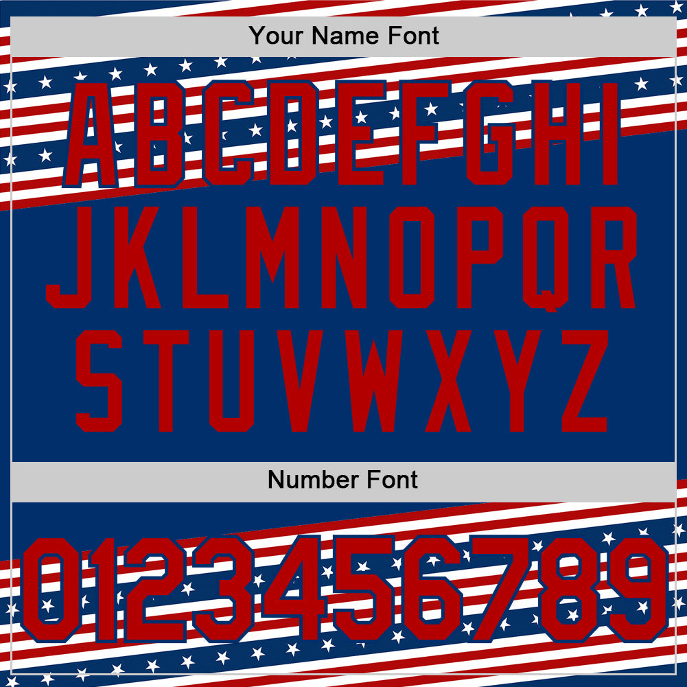 Custom US Navy Blue Red 3D American Flag And Star Authentic Baseball Jersey - Sky-Custom