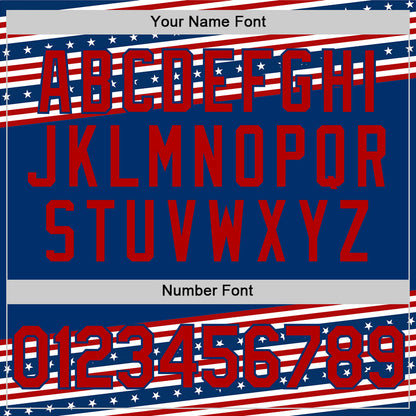 Custom US Navy Blue Red 3D American Flag And Star Authentic Baseball Jersey - Sky-Custom
