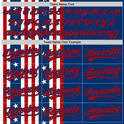 Custom US Navy Blue Red 3D American Flag And Star Authentic Baseball Jersey - Sky-Custom