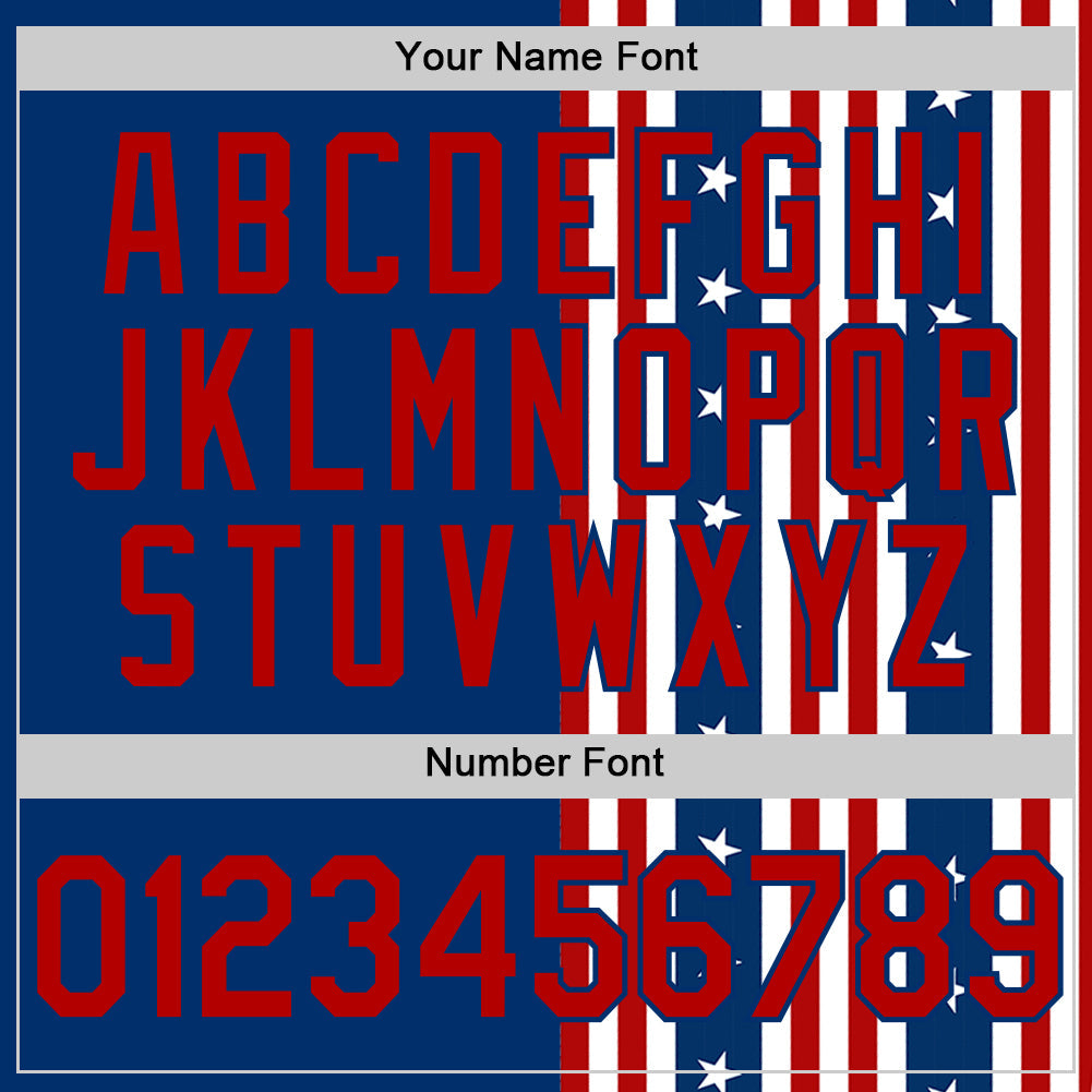 Custom US Navy Blue Red 3D American Flag And Star Authentic Baseball Jersey - Sky-Custom