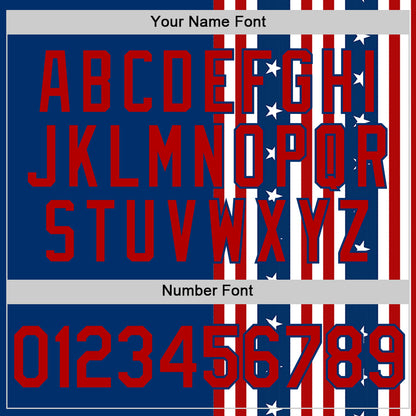 Custom US Navy Blue Red 3D American Flag And Star Authentic Baseball Jersey - Sky-Custom