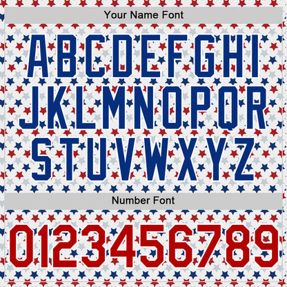 Custom White Red-Royal 3D Pattern Design Star Authentic Baseball Jersey - Sky-Custom