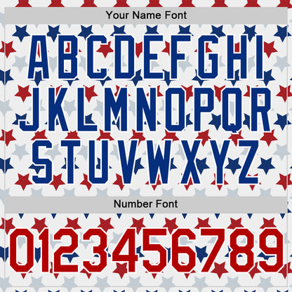 Custom White Red-Royal 3D Pattern Design Star Authentic Baseball Jersey - Sky-Custom
