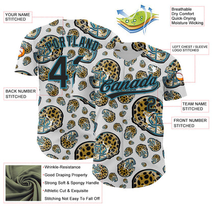 Custom White Black-Panther Blue 3D Pattern Design Football Jaguar Helmet Authentic Baseball Jersey - Sky-Custom