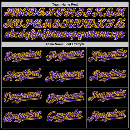 Custom Black Purple-Yellow 3D Pattern Design Rave Skull Authentic Baseball Jersey - Sky-Custom