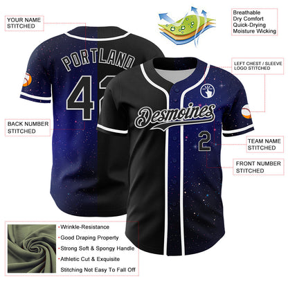 Custom Black White 3D Pattern Design Rave Galaxy Star Authentic Baseball Jersey - Sky-Custom