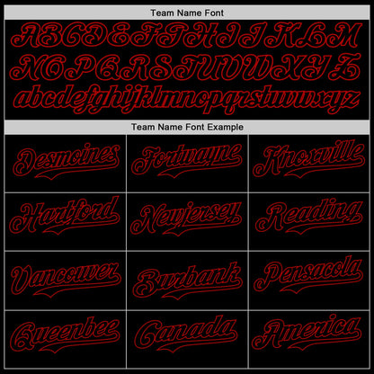 Custom Black Red 3D Pattern Design Rave Gothic Style Authentic Baseball Jersey - Sky-Custom