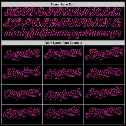 Custom Black Deep Pink 3D Pattern Design Rave Monster Authentic Baseball Jersey - Sky-Custom