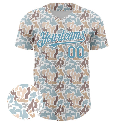 Custom White Shadow Blue 3D Pattern Design Abstract Spots Authentic Baseball Jersey - Sky-Custom