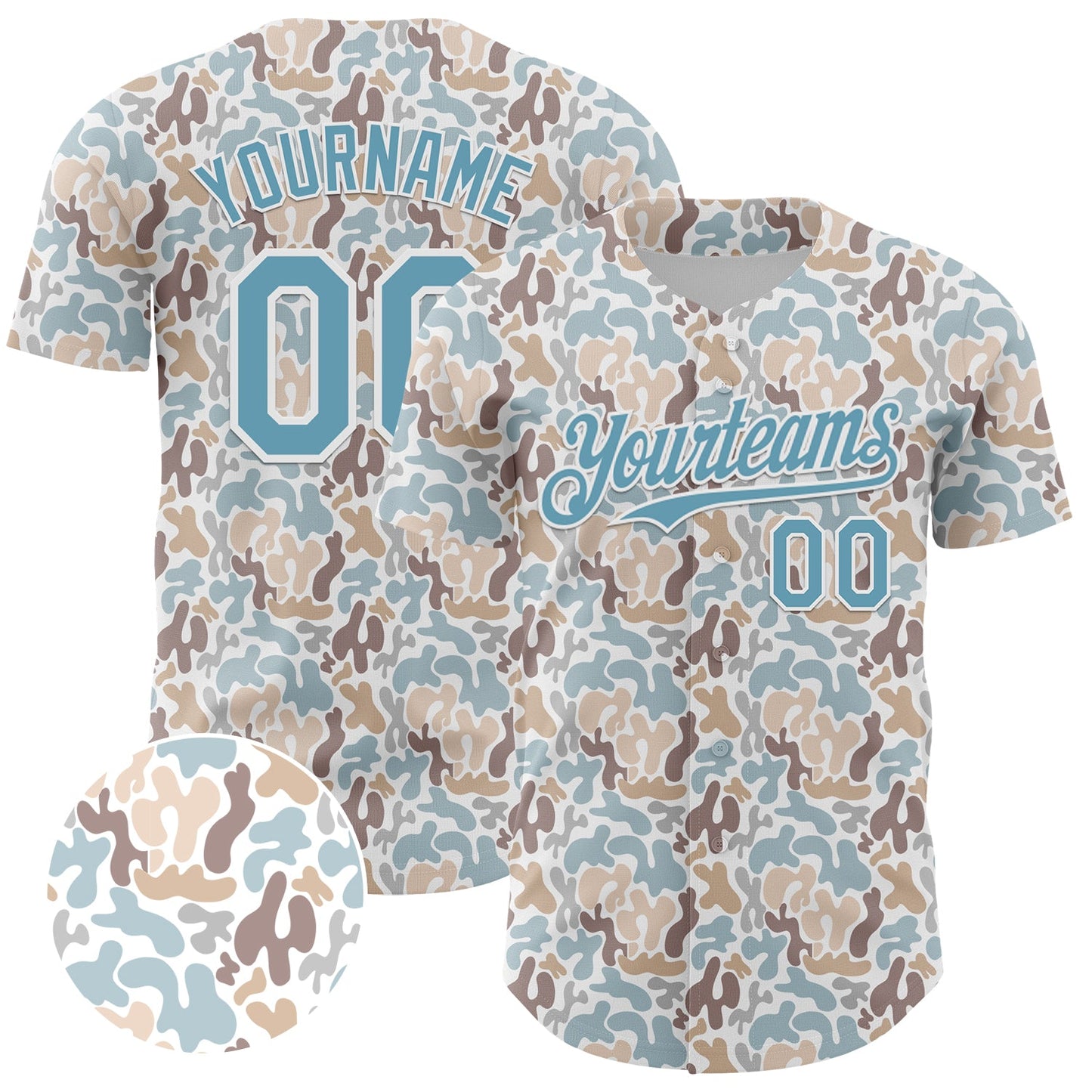Custom White Shadow Blue 3D Pattern Design Abstract Spots Authentic Baseball Jersey - Sky-Custom