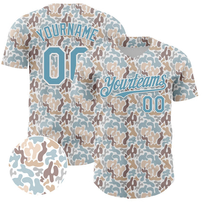 Custom White Shadow Blue 3D Pattern Design Abstract Spots Authentic Baseball Jersey - Sky-Custom