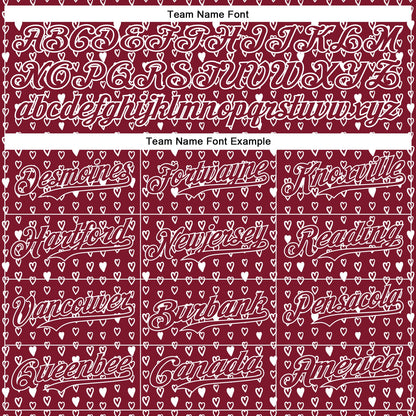 Custom Crimson White 3D Pattern Design Hearts Authentic Baseball Jersey - Sky-Custom