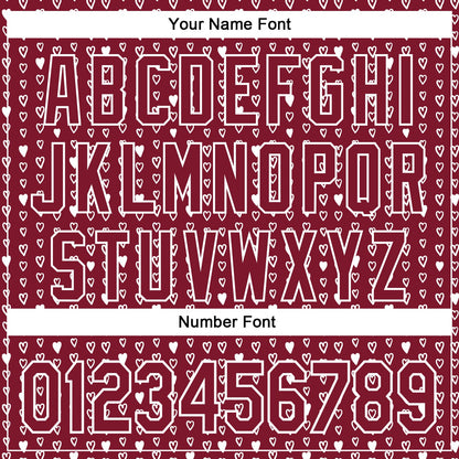 Custom Crimson White 3D Pattern Design Hearts Authentic Baseball Jersey - Sky-Custom