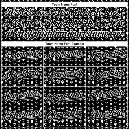 Custom Black White 3D Pattern Design Hearts Authentic Baseball Jersey - Sky-Custom