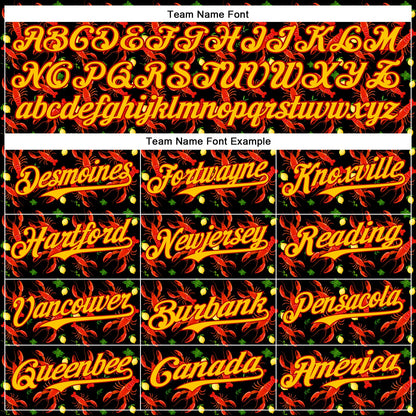 Custom Black Red-Yellow 3D Pattern Design Animal Lobster Fruit Lemon Authentic Baseball Jersey - Sky-Custom