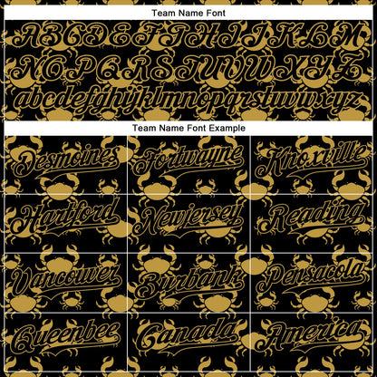 Custom Black Old Gold 3D Pattern Design Animal Crab Fruit Lemon Authentic Baseball Jersey - Sky-Custom
