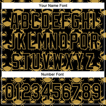 Custom Black Old Gold 3D Pattern Design Animal Crab Fruit Lemon Authentic Baseball Jersey - Sky-Custom