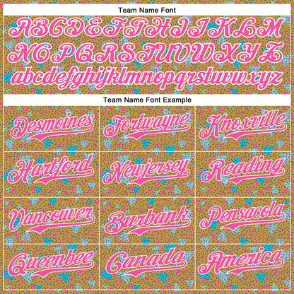 Custom Old Gold Pink-White 3D Pattern Design Geometric Shape Authentic Baseball Jersey - Sky-Custom