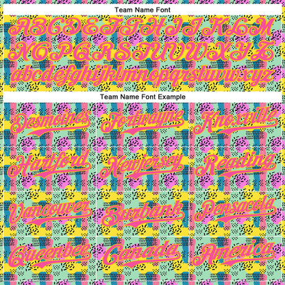 Custom Green Pink-Yellow 3D Pattern Design Color Brush Blocks Authentic Baseball Jersey - Sky-Custom