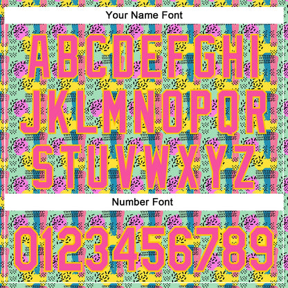 Custom Green Pink-Yellow 3D Pattern Design Color Brush Blocks Authentic Baseball Jersey - Sky-Custom