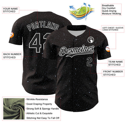 Custom Black White 3D Pattern Design Starry Sky Authentic Baseball Jersey - Sky-Custom