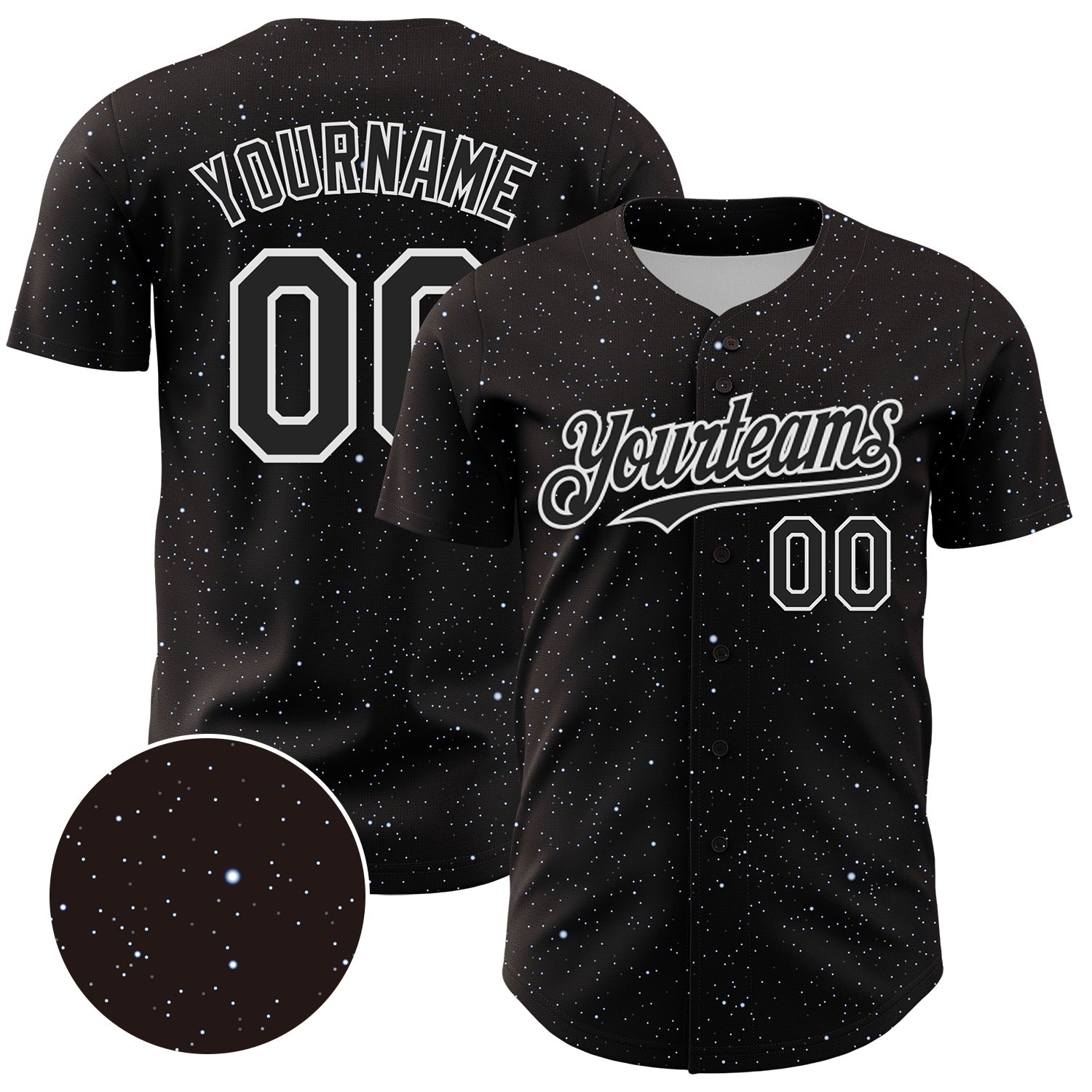 Custom Black White 3D Pattern Design Starry Sky Authentic Baseball Jersey - Sky-Custom